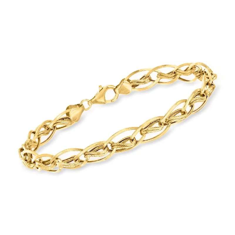 Ladies elegant lapis bracelets -Ross-Simons 14kt Yellow Gold Oval and Double-Twist Link Bracelet