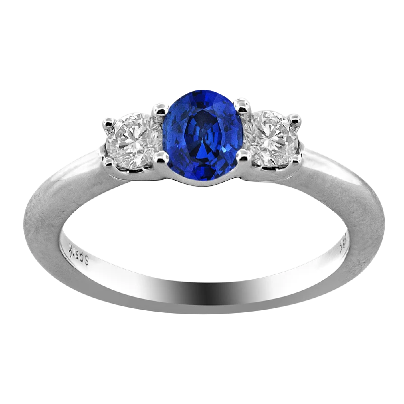 Ladies floral diamond ring -0.18CT DIAMOND 0.50CT SAPPHIRE RING