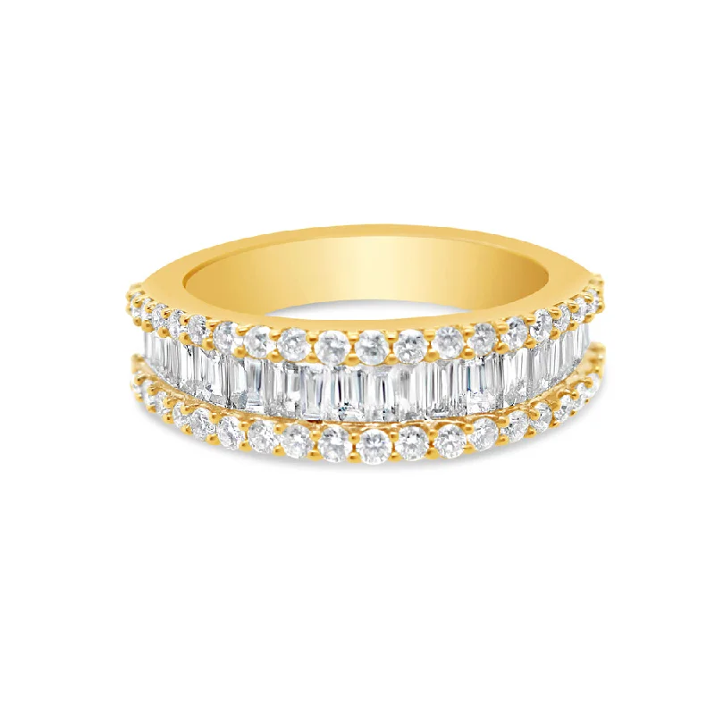 Classic gold open ring for women -Mens Diamond Baguette Pinky Ring | 14K Yellow Gold | 2.50CTW