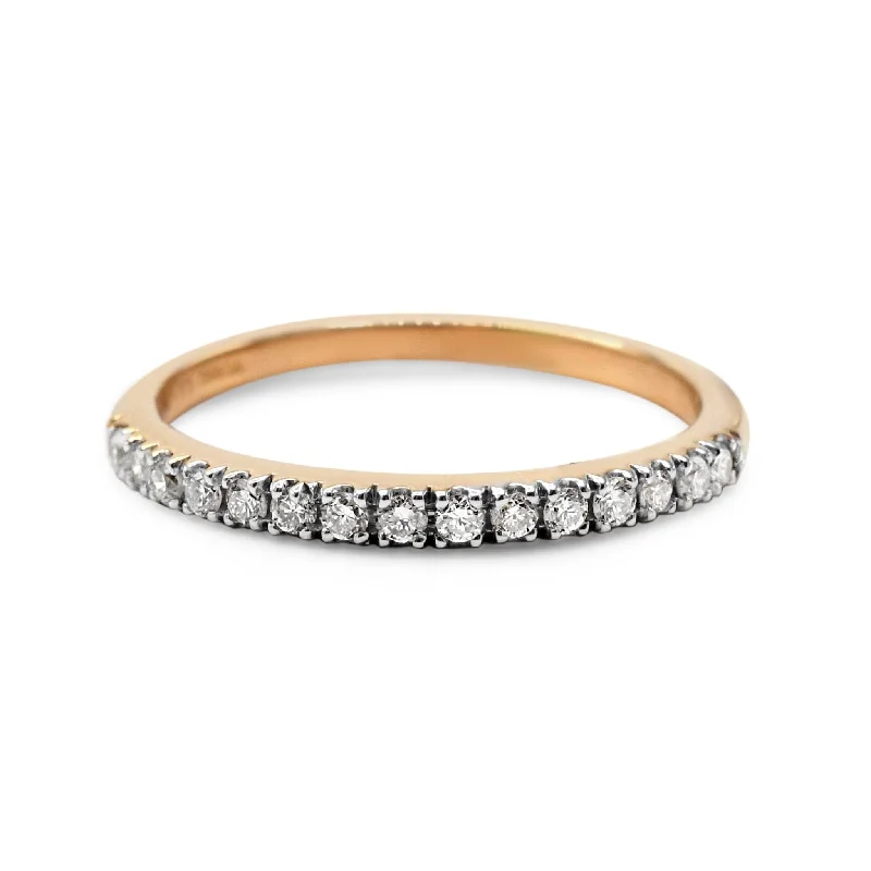 Ladies floral diamond ring -Brilliant Cut Diamond Half Hoop Ring - 18ct Yellow Gold