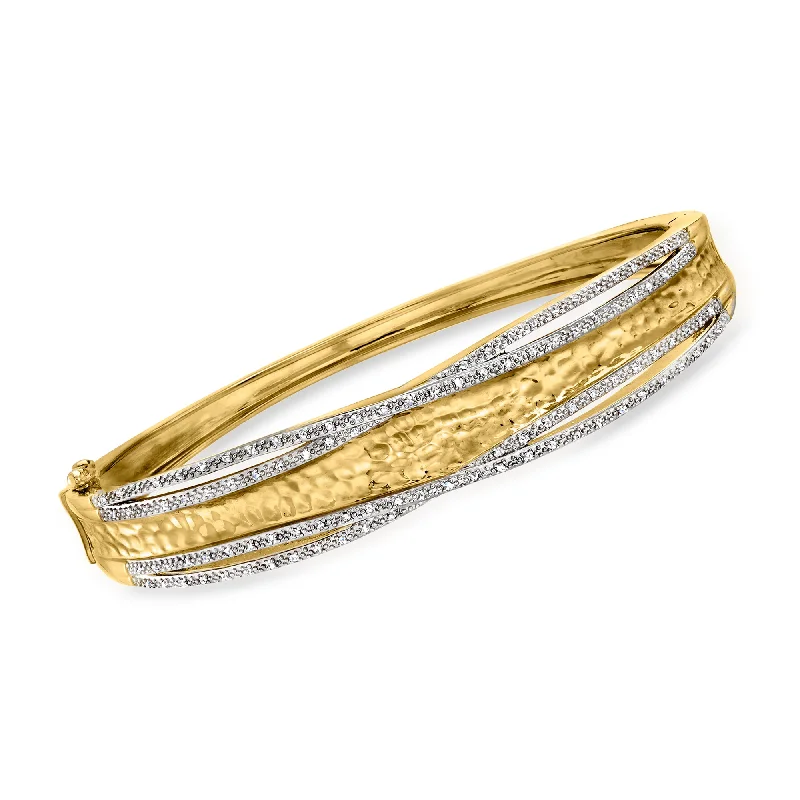 Ladies bold spiral cuff bracelets -Ross-Simons Diamond Bangle Bracelet in 18kt Gold Over Sterling